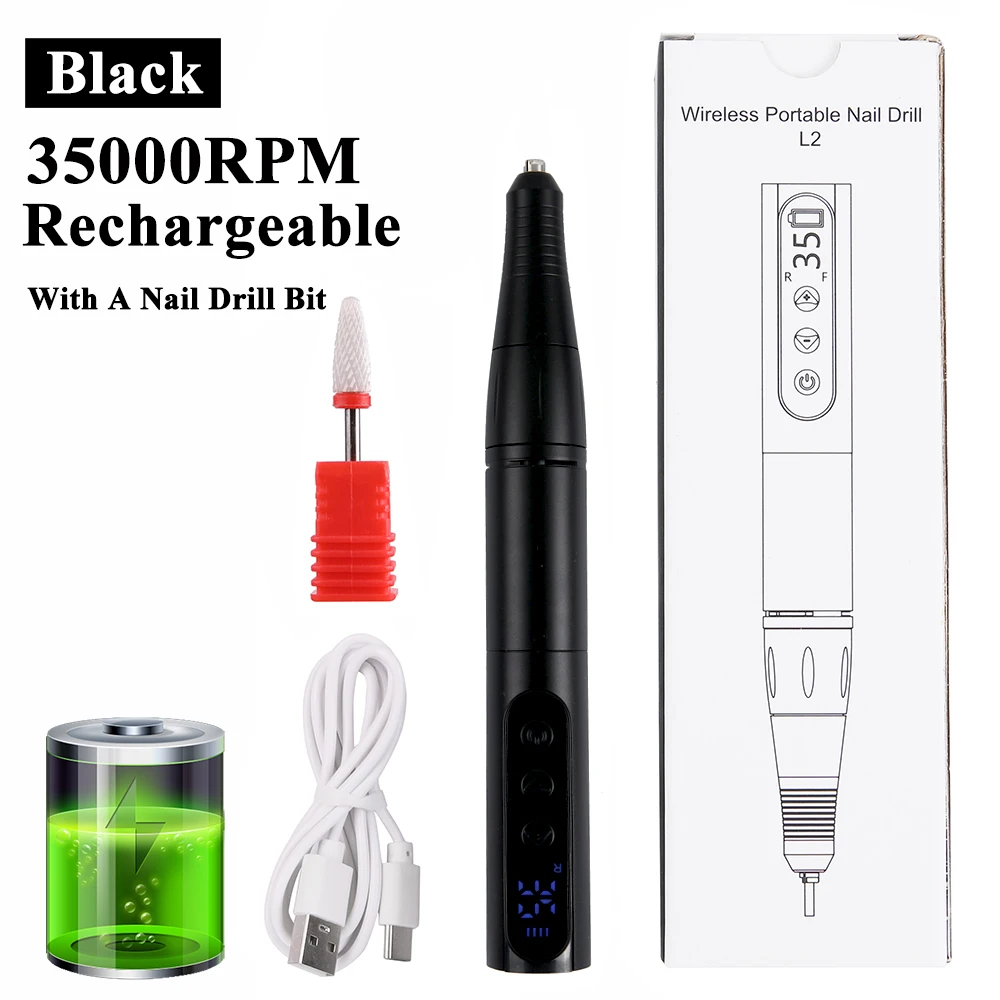 35000 RPM draadloze nagelboorpen met display nagelvijl polijstpen oplaadbare nagelboor handige nagelboor salontool