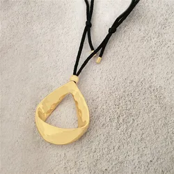 2025 New Adjustable Nylon Rope Gold and Silver Color Pendant Necklace for Women Female Collares Statement Jewelry
