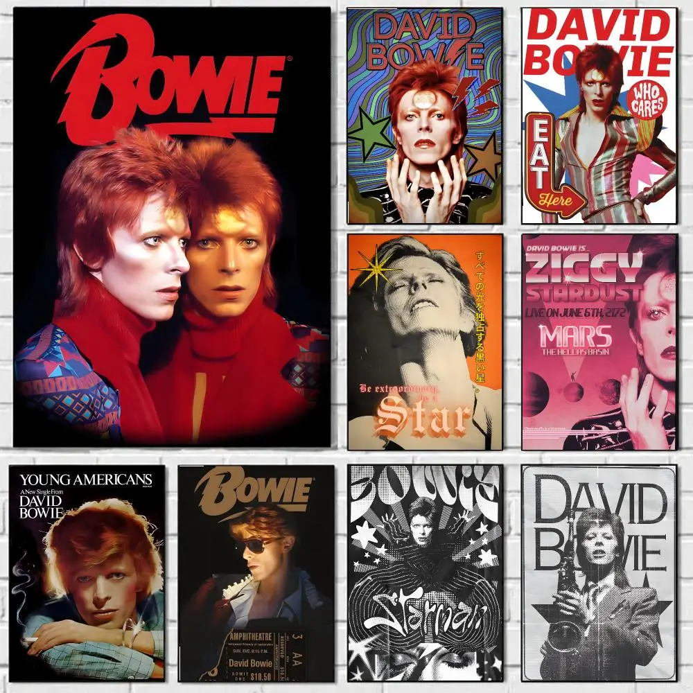 David Bowie Poster Classic Vintage Whitepaper Prints Artwork Kawaii For Home Room Wall Office Dorm Decor Ideal Gift
