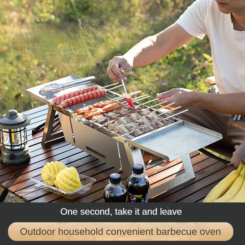 

Stainless Steel Barbecue Stove One Second Fold Portable Barbecue Korean Bbq Grill Outdoor Garden Grill Charcoal Barbecue