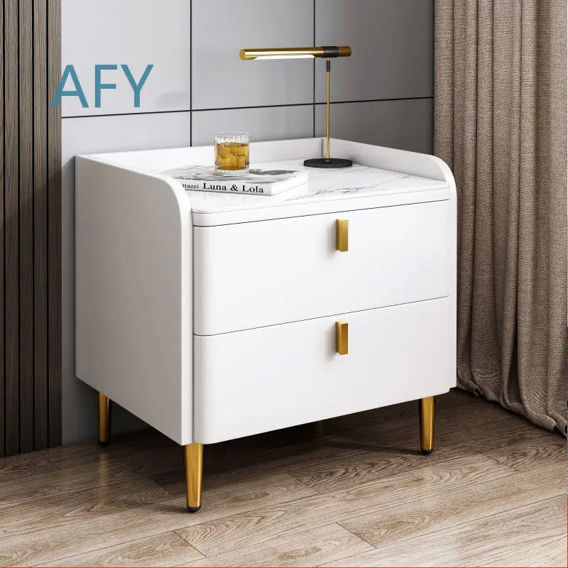 Modern Minimalist Bedside Rack Cabinet for Home Bedroom Decor Small Nightstand Organizer Storage Table for iPhone iPad Laptop