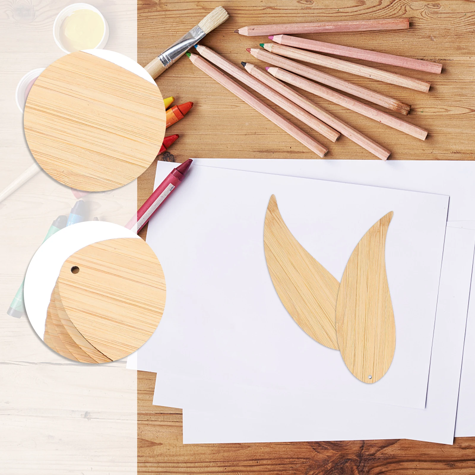 

Bamboo Bookmarks 2cm Thick Double Sided Blank DIY Graffiti Diy Hanging Tags Pendant Student Kids Gifts Leaf Shape Hanging Tags