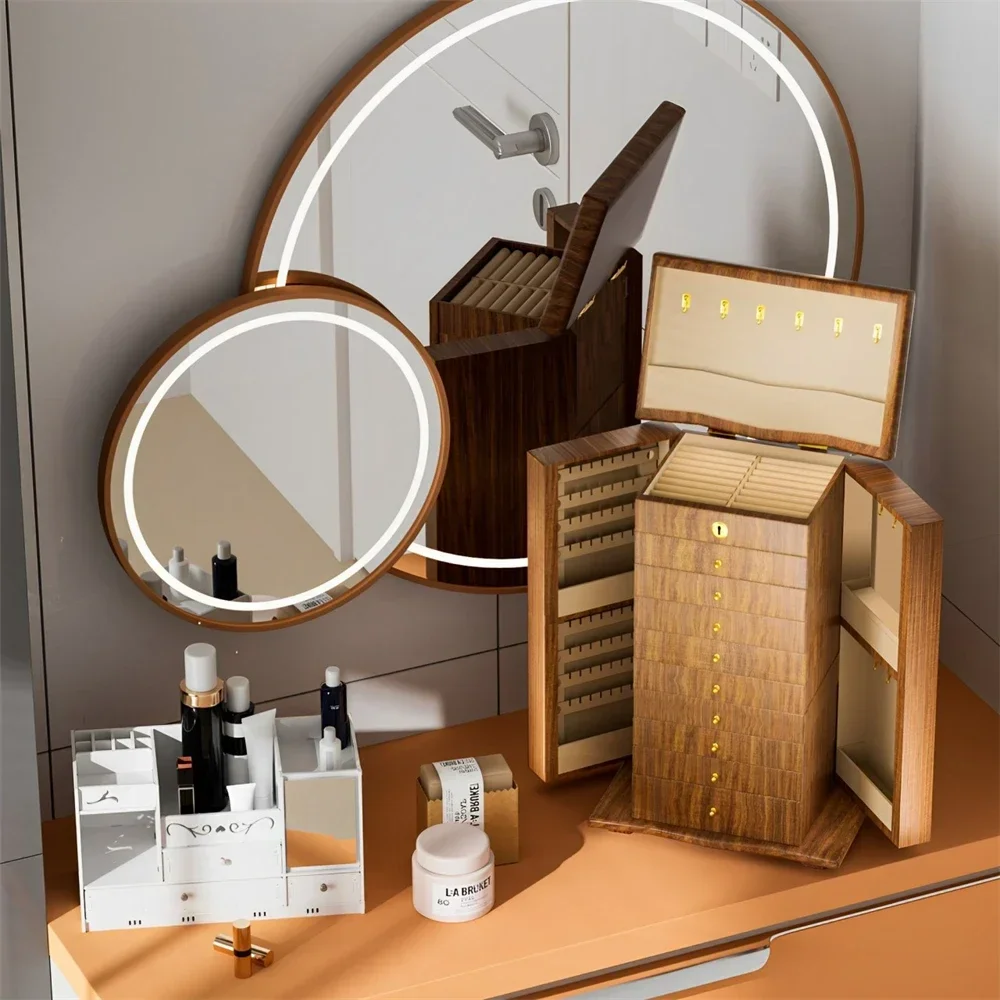 YB 10-Layers Large Wooden Jewelry Box Storage Earring Organizer Display for Bracelet Double door design Jewelry Organizer Box