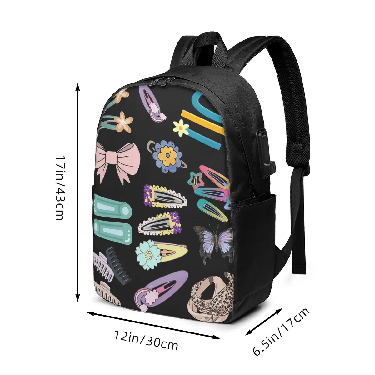 Hair Stuff Clip And Headband Pattern Backpack Travel Notebook Bag Computer College Student School Bag Laptop Shoulder Bags
