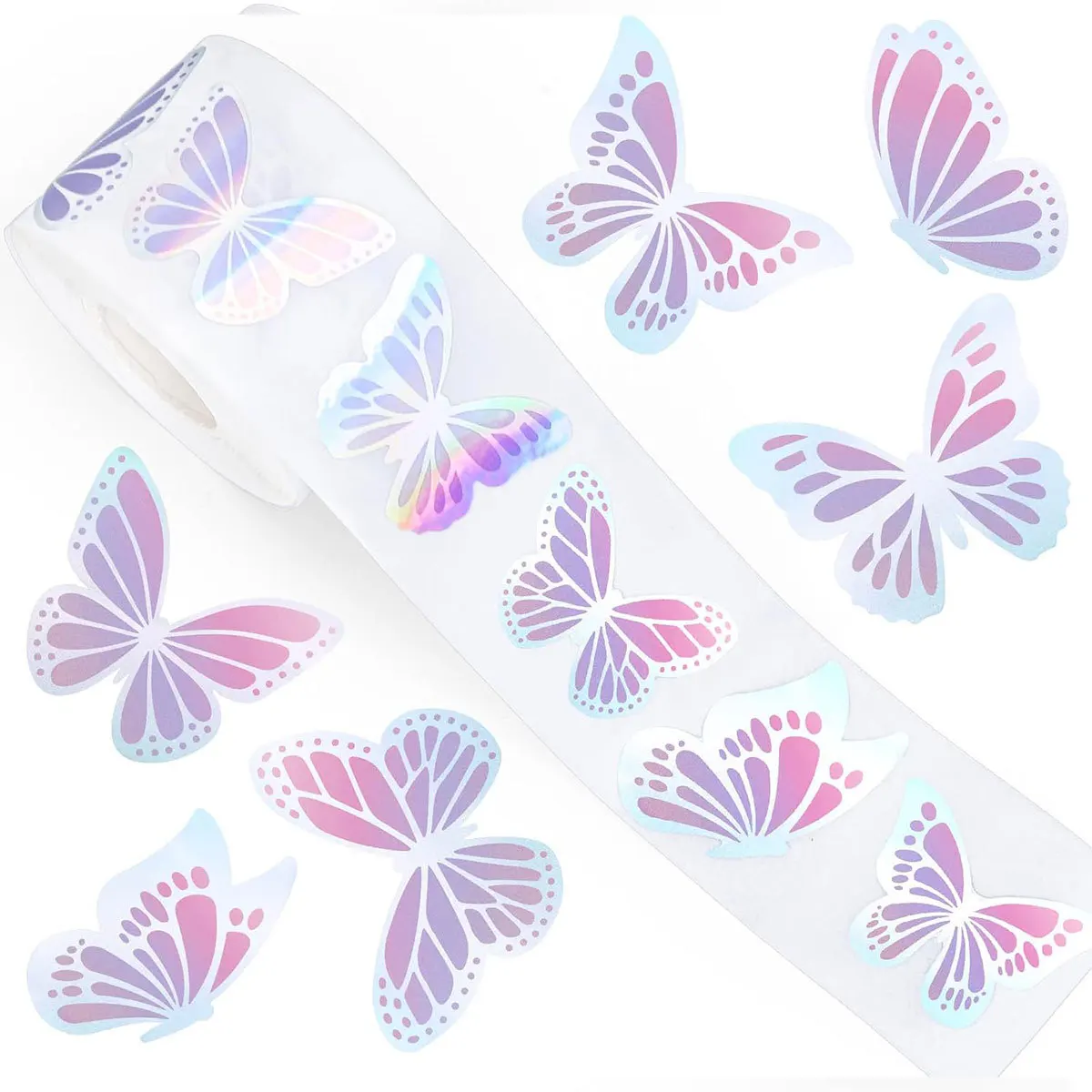 500pcs Laser Butterfly Stickers Cute Gift Box Thank You Stickers Packaging Decoration Adhesive Labels Stationery Sticker