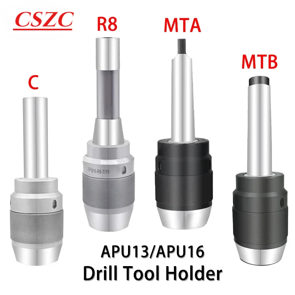 MT2 MT3 MT4 C20 C25 C32 R8 7/16 M12 Tool Holder Spindle APU13 APU16 CNC Integrated self-tightening Morse three-jaw drill chuck