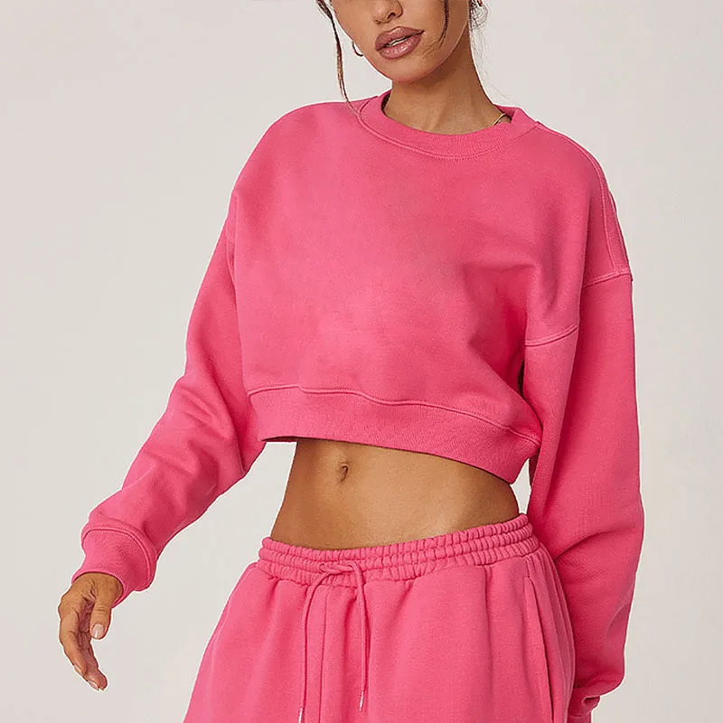 Lente Spice Meisjes Korte Hoodie Crop Casual Soild Lange Mouw Katoenen Tops Streetsports Stijl Pullover Voor Vrouwen Y 2K Kleding