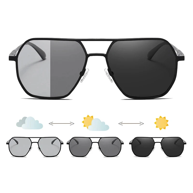 

Luxury Metal Sunglasses Men Women Fashion Polarized Sun Glasses Stylish Chameleon Anti-glare Driving Shades UV400