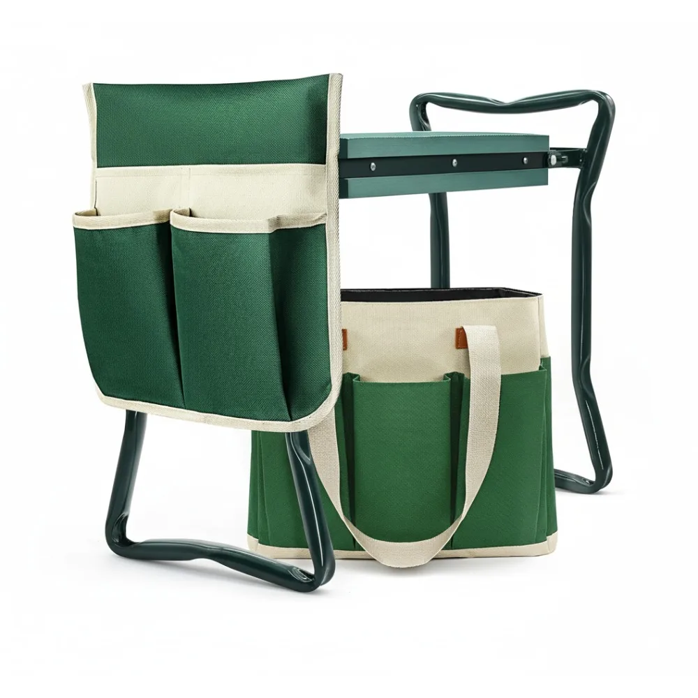 

Foldable Garden Kneeler Bench with Tool Bag & Gloves, Portable Gardening Stool Seat for Women Men