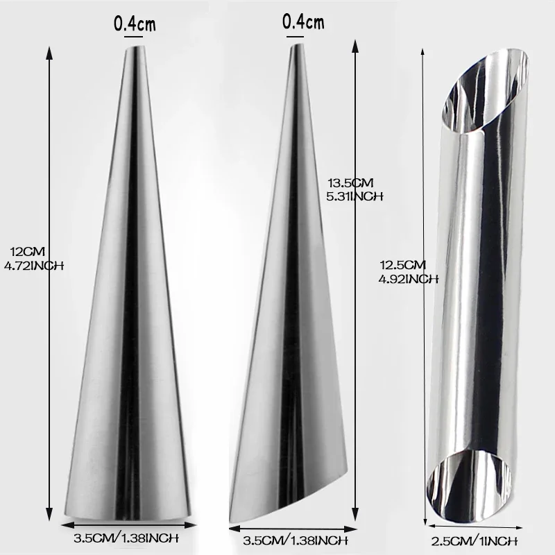 5pc/set Stainless Steel Pastry Cream Horn Molds Conical Tube Cone Pastry Roll Horn Mould Kitchen Baking Coil Tool