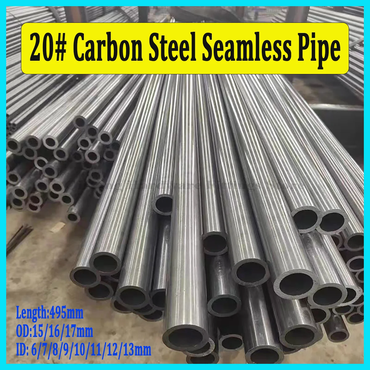 

L495mm 20# Carbon Steel Seamless Pipe, Precision Hollow Round Tube OD 15-17mm ID 6-13mm Hard Shaft Tubing for Industrial CNC DIY
