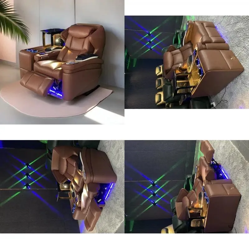 Brown Luxury Office Chair with Lift Cabinet Home Cinema Boss Chair for Media Room