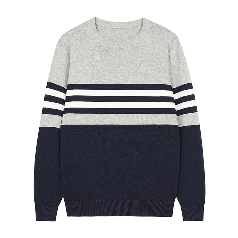 

Striped Sweater Men's American Loose Round Neck Pullover Sweater Autumn and Winter Versatile Casual Top