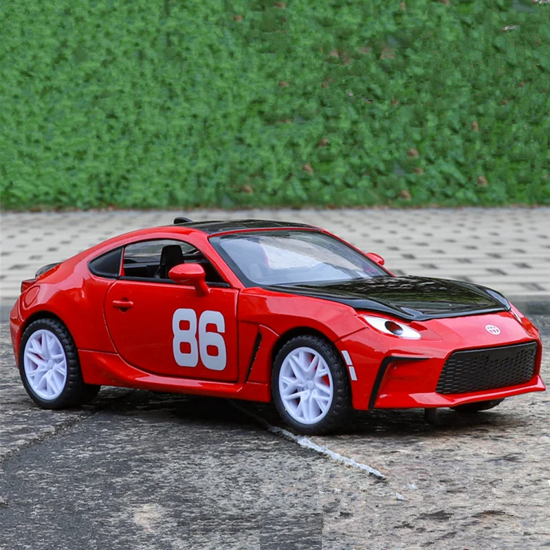 

1/32 Toyota GR86 модель спортивного автомобиля из сплава, литье под давлением, металлический трек, гоночный автомобиль, модель автомобиля, имитация звука и света, детские игрушки, подарок