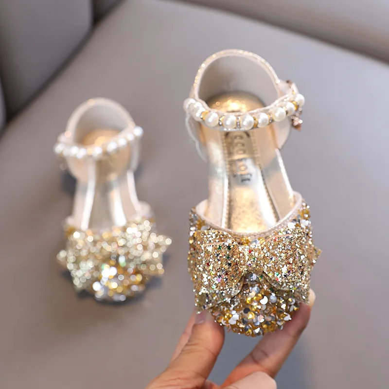 Sandalias de lentejuelas para niñas, zapatos de princesa para niñas, zapatos de boda bonitos a la moda, H537