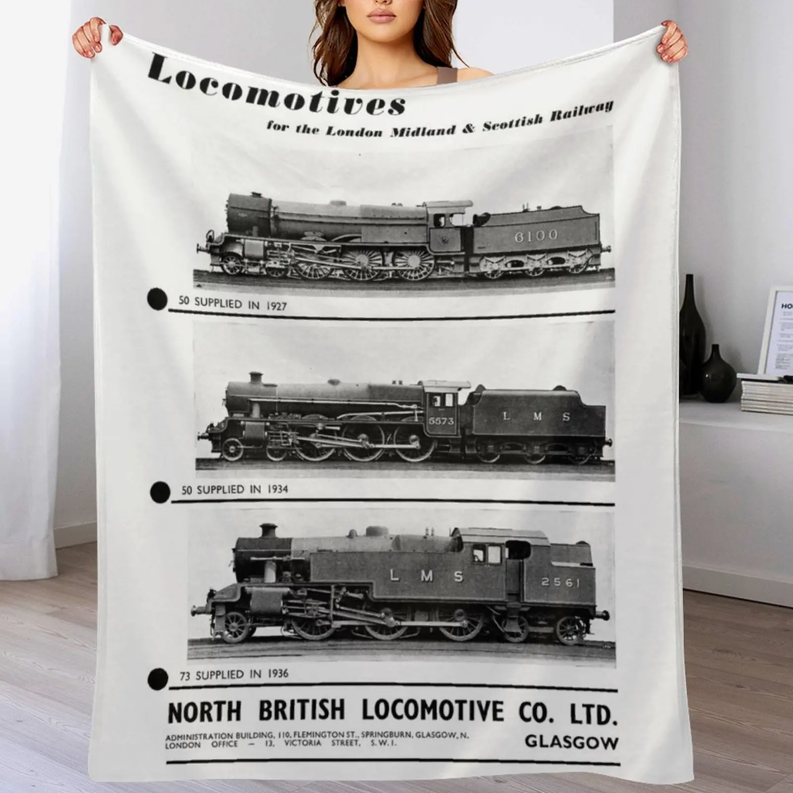 

Vintage North British Locomotives advert, 1938 Throw Blanket Sofa Plaid Designers Bed covers Blankets
