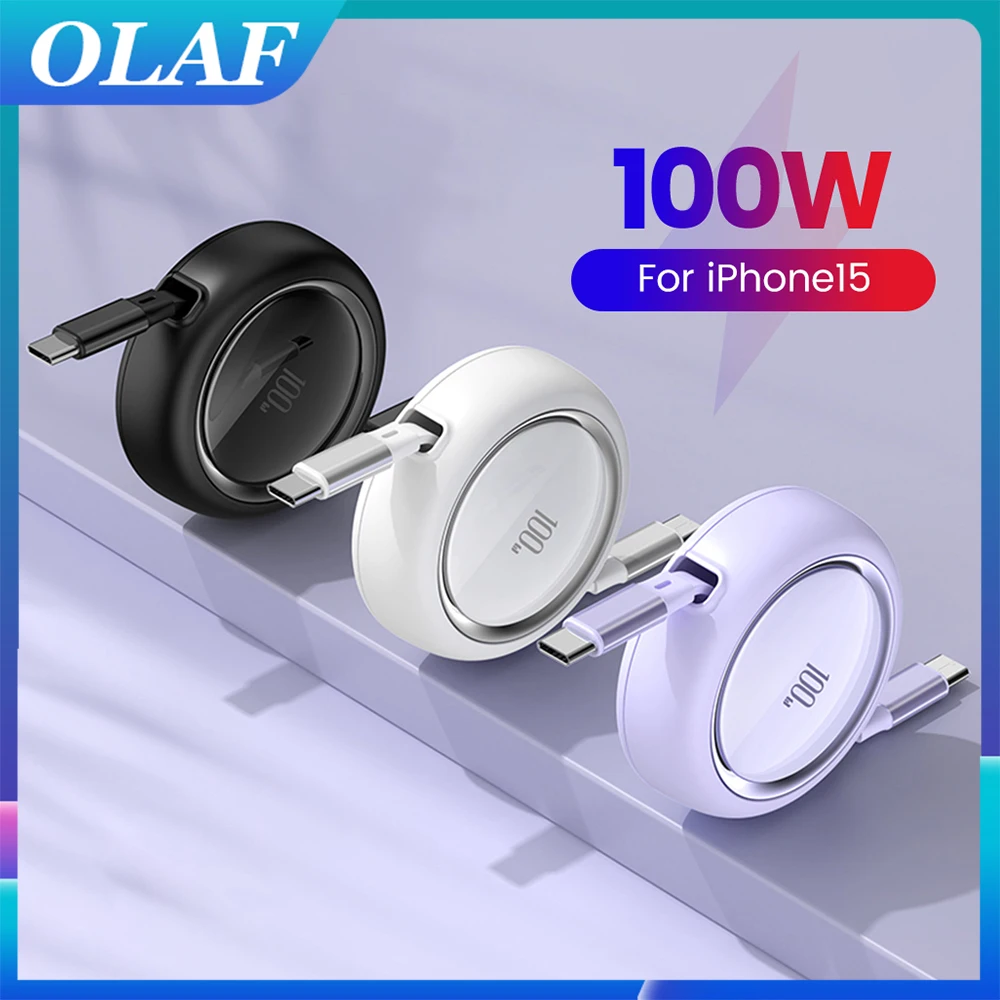 Kabel szybkiego ładowania 100 W C-C USB C do typu C / Lightning Zwijany kabel do transmisji danych dla Xiaomi iPhone Oneplus OPPO Huawei Redmi Samsung Telefony komórkowe PD27w C-L Przewód ładujący