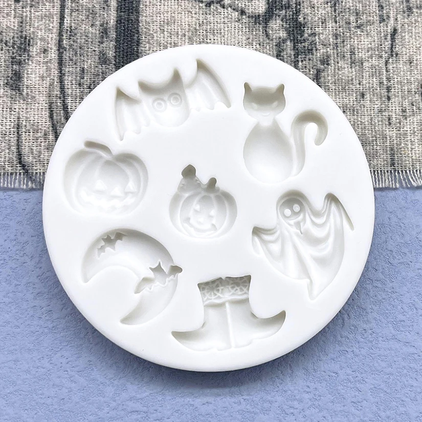 Jack-O\'-Lantern Bat Black Cat Moon Halloween Silicone Sugarcraft Chocolate Cupcake Baking Mold Fondant Cake Decorating Tools