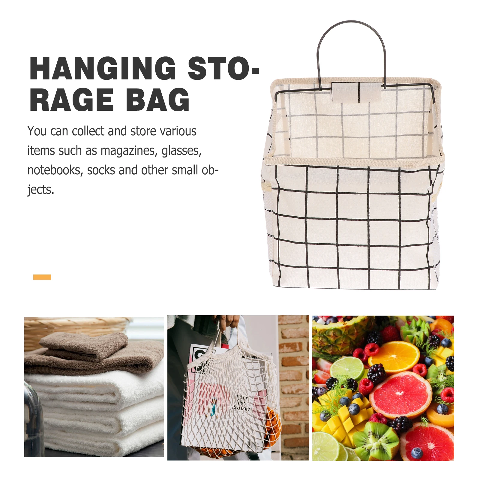 

Fabric Storage Bag Wall-mounted Bags Wardrobe Hanging Laundry Basket Cotton Linen