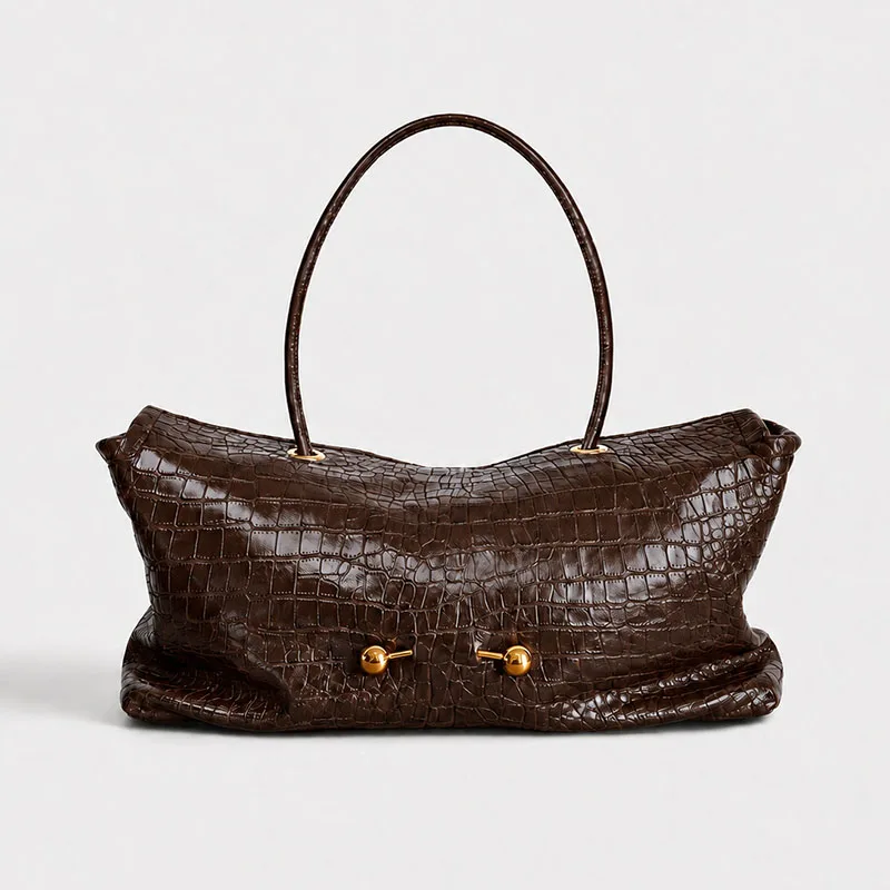 Women New Crocodile Pattern Soft Leather Tote Bag,Fashion Large Capacity Shoulder Handbag Ladies Snake Commuter Underarm Bag
