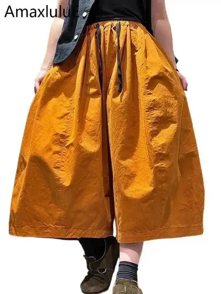 

Amax LuluE Japanese Design Vintage Soild Pants Ladies 2026 Fashion Classic Wide Leg Trousers Womens Summer Loose Leisure Clothes