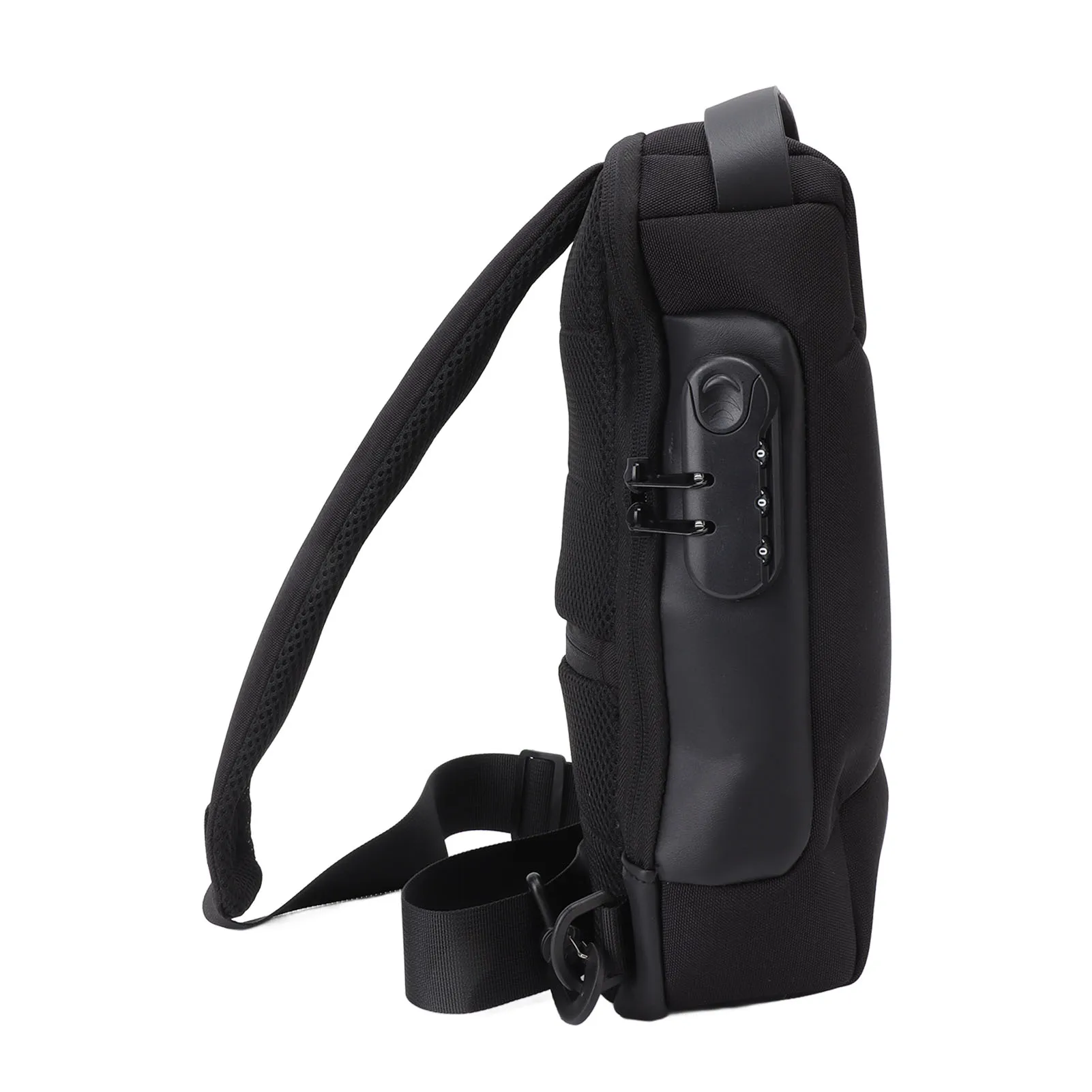 حقيبة ظهر للكتف من قماش أكسفورد بسعة كبيرة وسحاب قابل للقفل حقيبة محمولة للنساء والرجال باللون الأسود قطعة واحدة 320 جرام