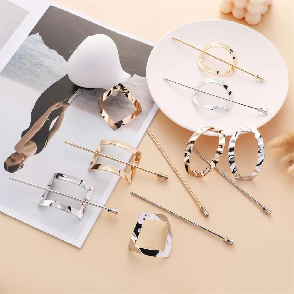 Women's Headwear Gold Stylish Trendy Versatile Removable Top Clip Hair Sticks Geometric Hair Accessories 2021 Fashion Trends