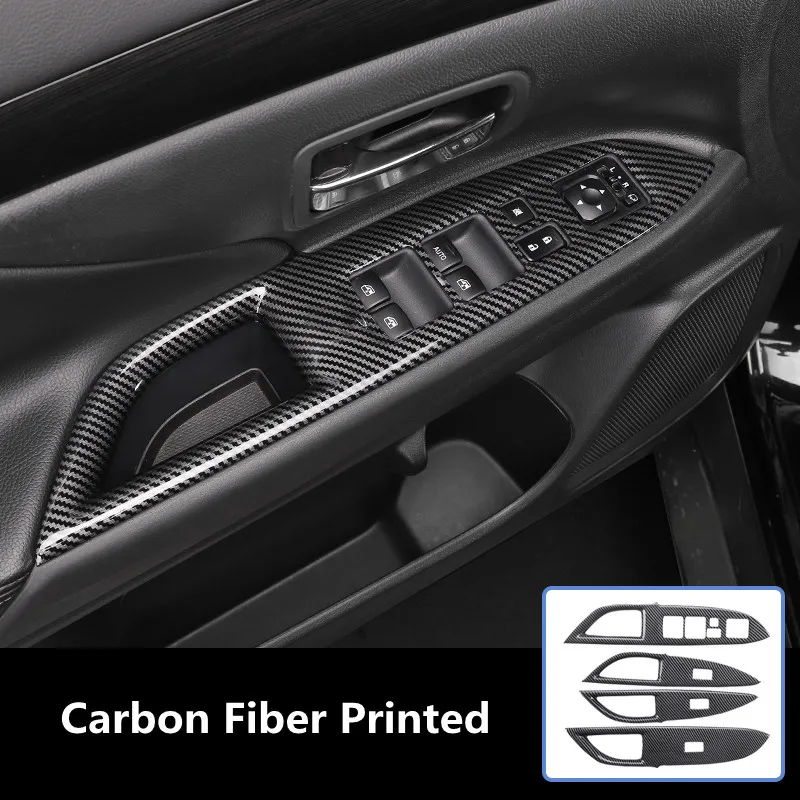 Carbon Fiber Printed Car Interior Styling Window Control Panel Sticker Cover for Mitsubishi Outlander 2017 2018 2019 2020 2021