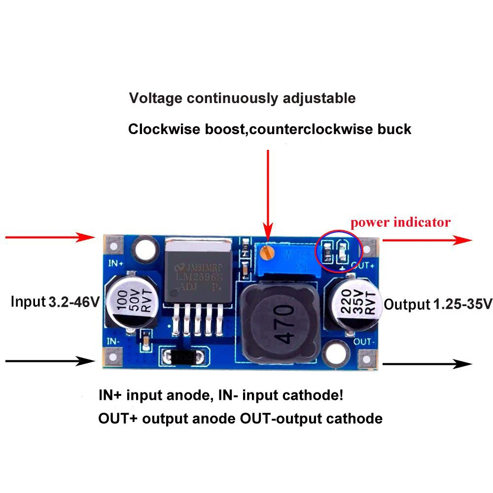 LM2596s DC-DC step-down power supply module 3A adjustable step-down module LM2596 voltage regulator 24V 12V 5V 3V