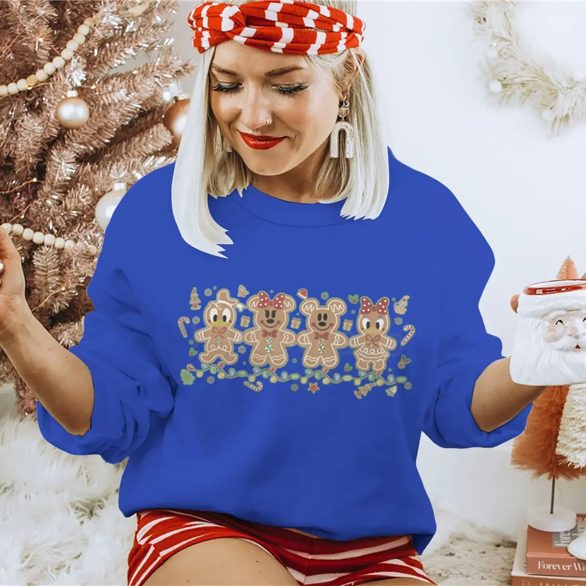 أزياء ميكي دونالد داك متعة الزنجبيل بلوزات الكلاسيكية أنيمي عيد الميلاد المرأة Crewneck البلوز خمر عيد الميلاد البلوز