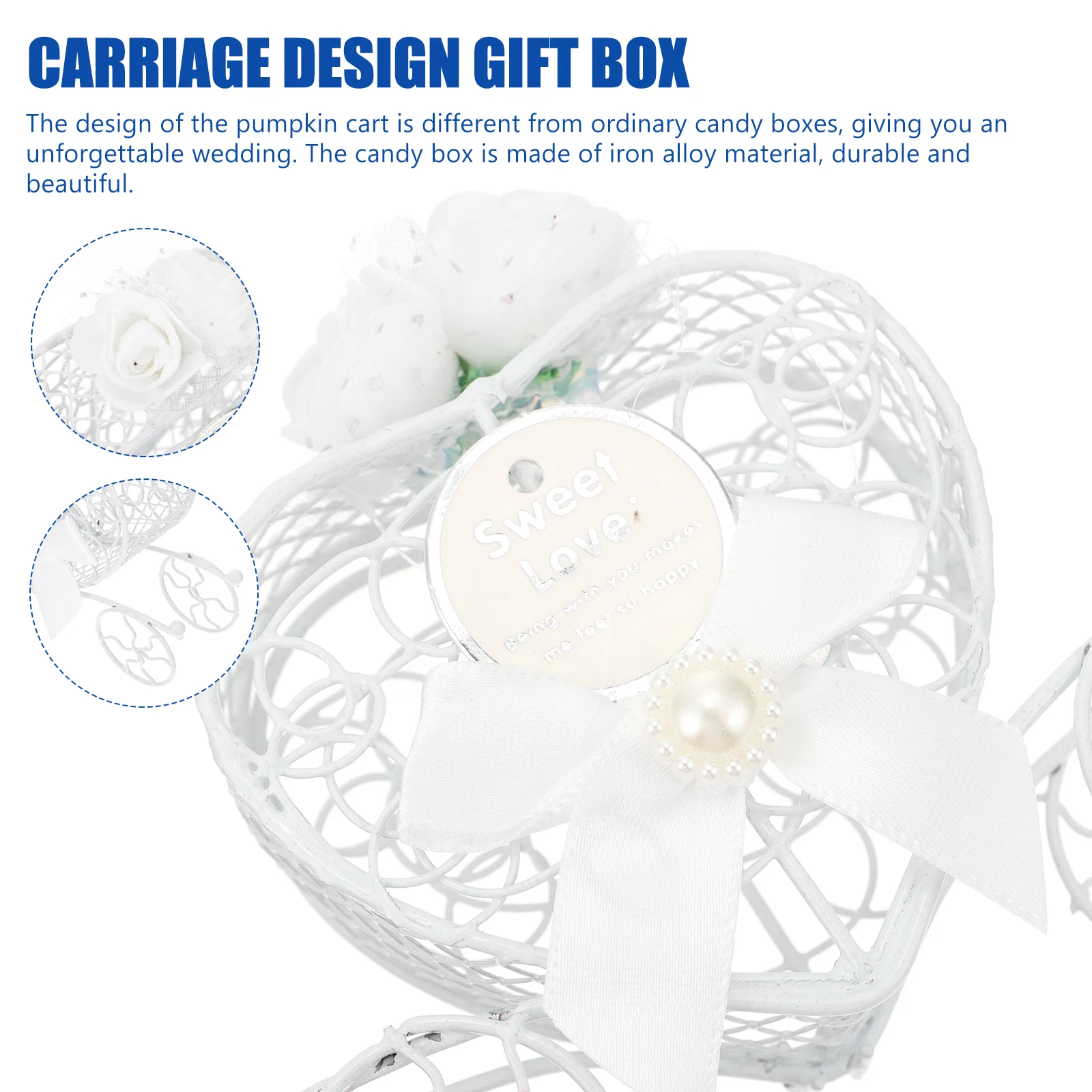 

2pcs Metal Candy Box Wedding Souvenir Favor Case Carriage Treats Box Ribbon Gift Pumpkin Design Goodies Container Iron