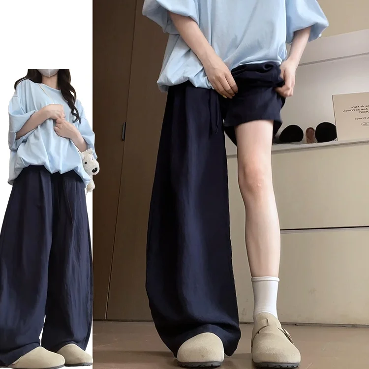 Pantalones de ocio Retro perezosos de cintura alta para mujer, novedad de verano 2021, pantalones deportivos sueltos adelgazantes transpirables de lino, pantalones de pierna recta