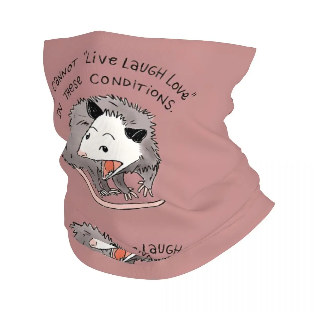 Opossum Live Laugh Love Scarf Neckerchief Neck Face Mask Polyester