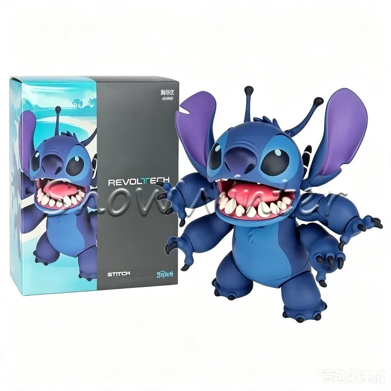 【In-stock】KAIYODO Genuine Revoltech Stitch 90mm Anime Action Figure Toys Boys Kids Collectible Model Ornaments