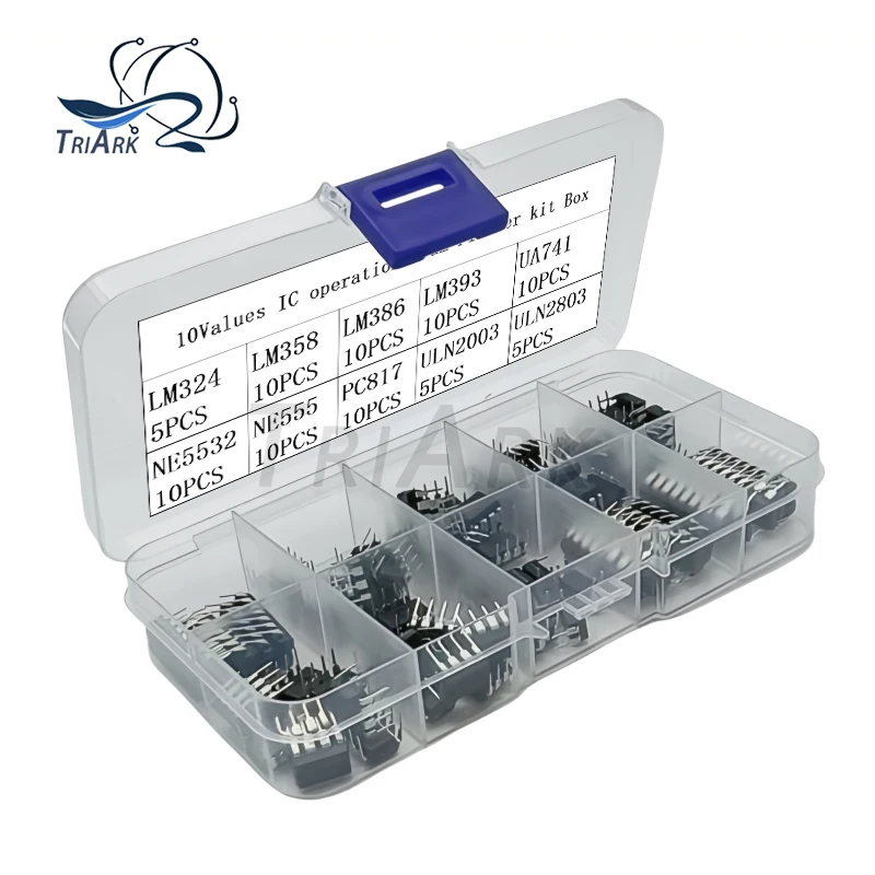 85 Uds 10 tipos NE555 LM324 LM393 UA741 ULN2803 LM358 LM386 NE5532 ULN2003 PC817C circuito integrado DIP IC Kit de chips de combinación