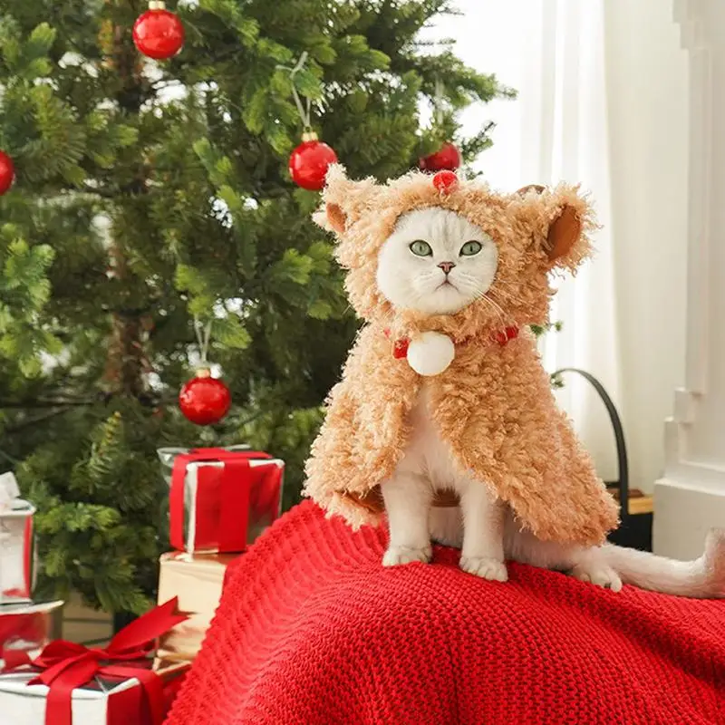 Костюм оленя для собак, зимняя рождественская накидка для собаки, плюшевый рождественский костюм щенка оленя, многофункциональная зимняя теплая накидка для собак