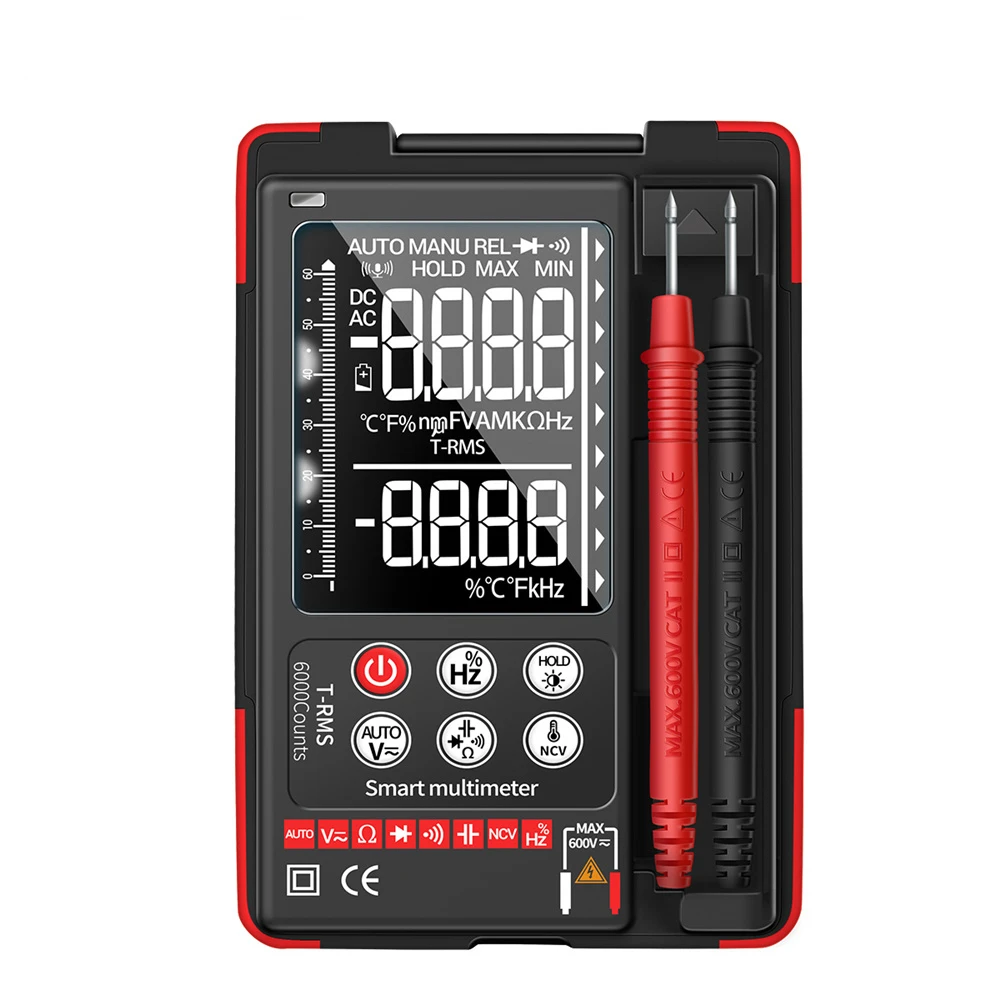 Q60 digital multimeter hochpräziser digitaler transistor tester 6000 zählt echte rms auto elektrische kapazität meter