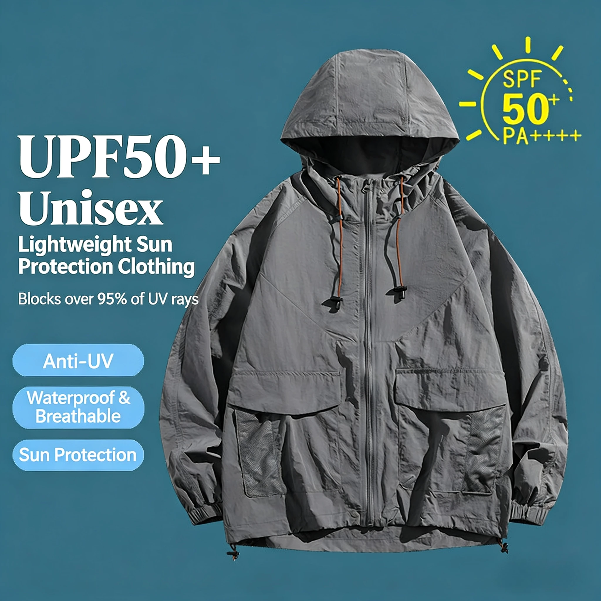 

Men's UPF50+ Hiking Jackets Women Camping Windproof Windbreaker Summer Cycling Running Fishing Sun-Protective Jackets Outdoor