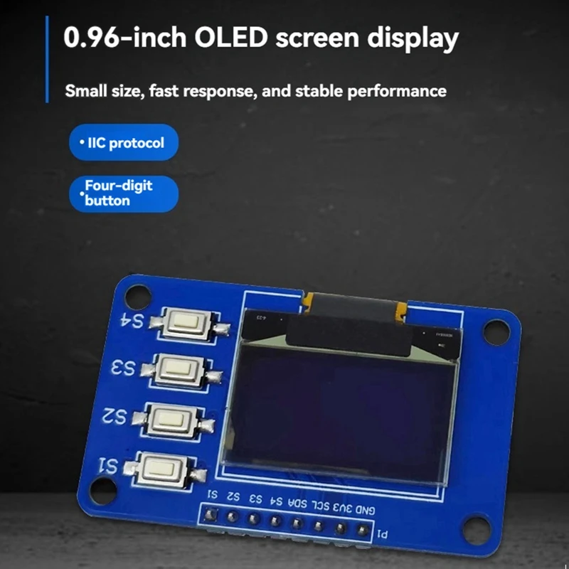 0.96 Inch OLED Display Module 12864 Screen Module With Matrix & 4 Key Keyboards IIC