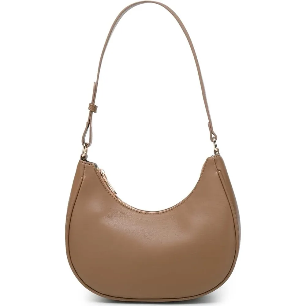 

Crescent Shoulder Bags for Women Cute Tote Handbag Under the Arm Purses Mini Clutch Purse with Zipper Closure