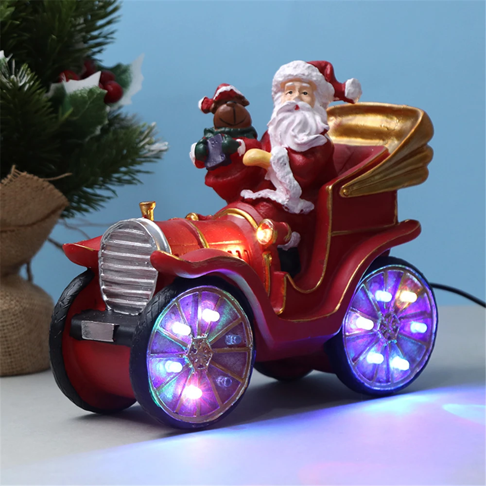 

Christmas Decoration Santa Claus Drives The Train LED Lights Glowing Music Holiday Ornaments Christmas Village New Year's Gift