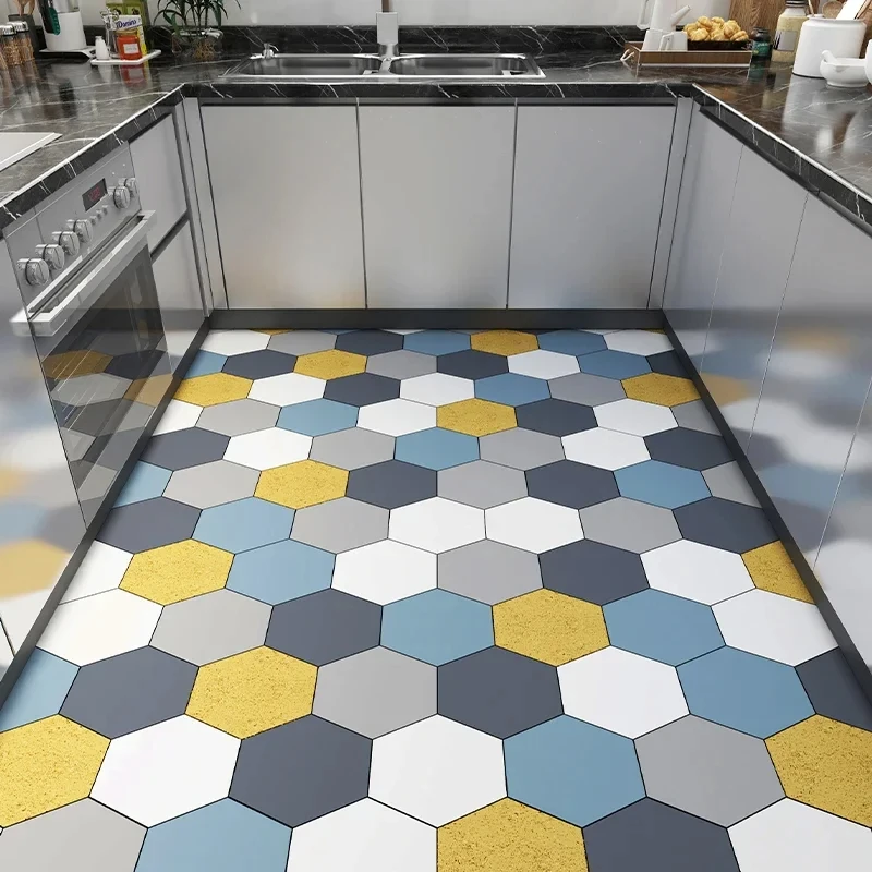 Tapis de sol géométrique en nid d'abeille, antidérapant, pliable, lavable, pour entrée, couloir, salon, cuisine, paillasson