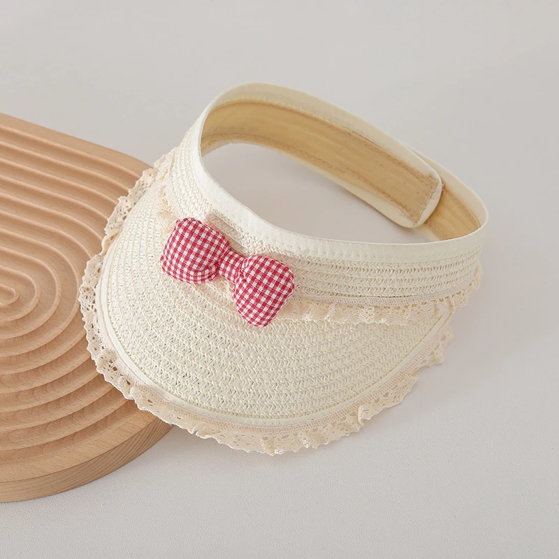 

Fashion Baby Kids Sun Hats Sweet Bow Lace Straw Hat for Girls Outdoor Beach Newborn Toddler Princess Empty Top Sunshade Cap