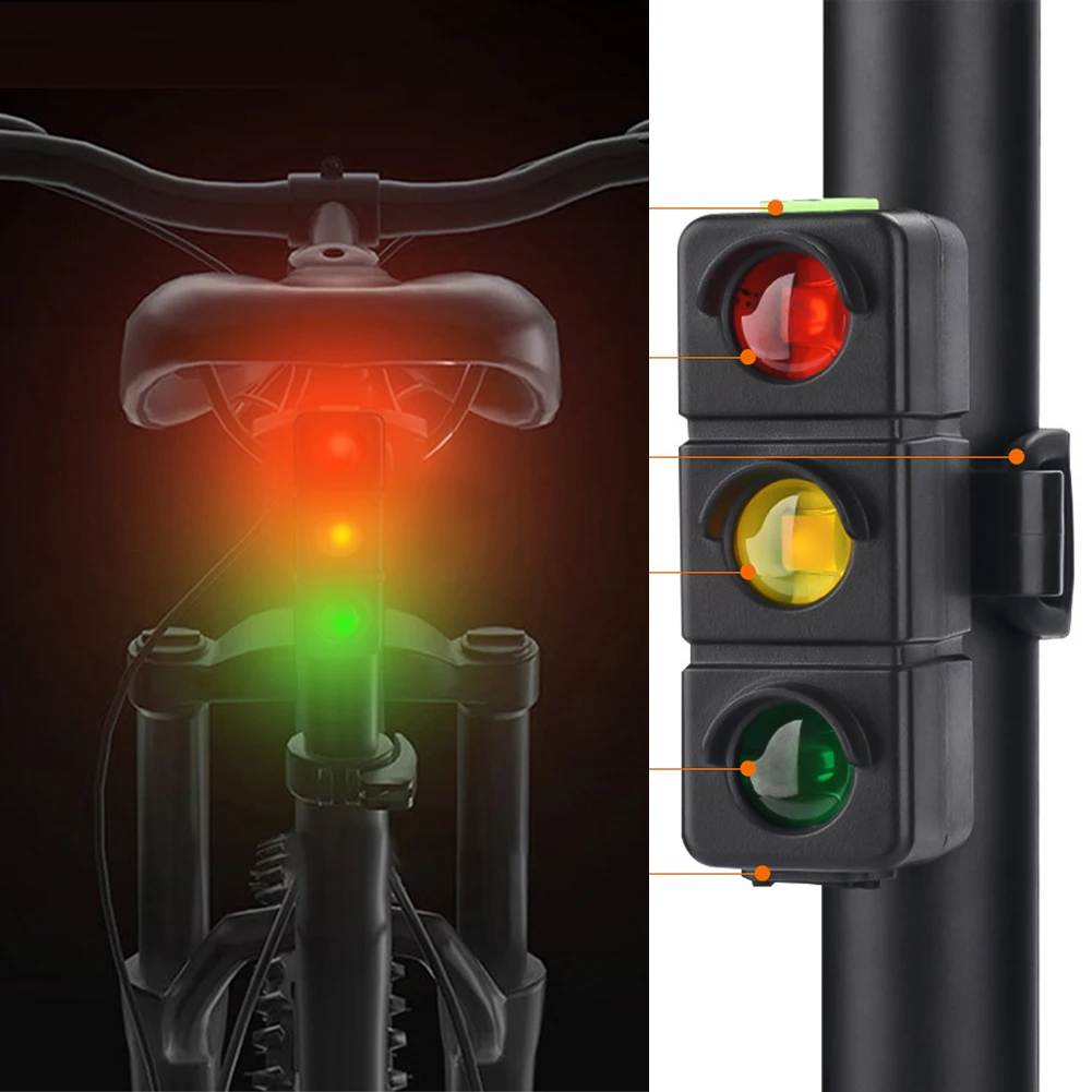 LED Bicycle Taillight Red Blue Green Caution Emergency Traffic Light with Clip USB Rechargeable Night Cycling Flashing Warning