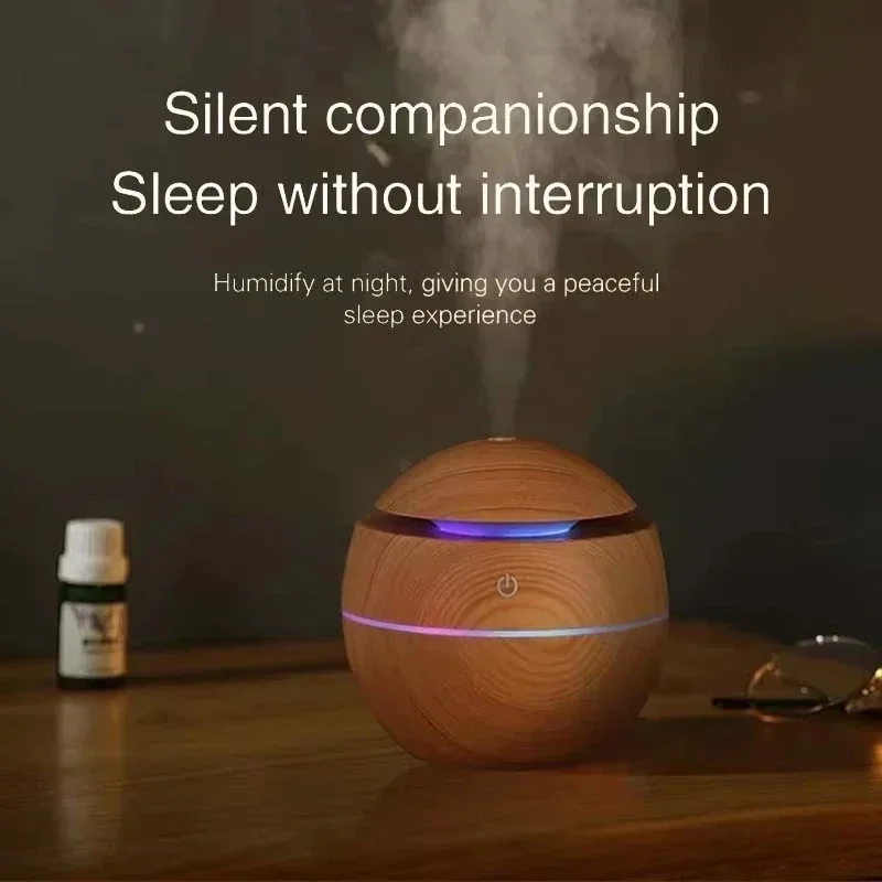 USB Ultrasonic Cool Mist Sprayer Essential Oil Fragrance Mini Home Wood Grain Air Humidifier Electric Air Aroma Diffuser