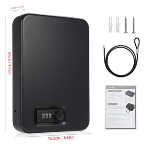 Small Safe Box Portable Travel Lock Storage Cabinet 3-digit Password Case with Security 3Ft Steel Cable Sturdy Structure Anti-sc
