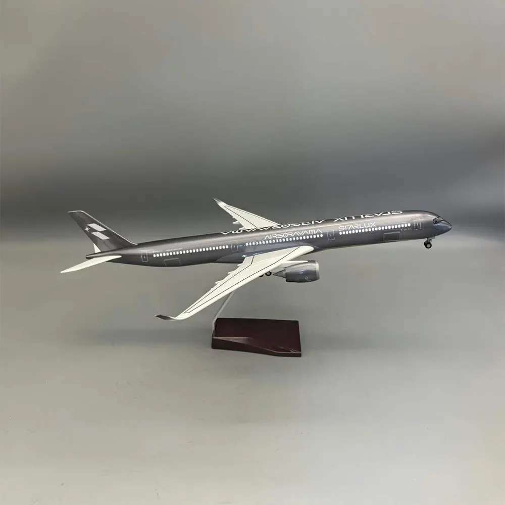 47CM Airplanes Model A350-1000 Starlux Airlines Silver Plastic Scale Aircraft with Landing Gear Wheels Light Souvenir Plane Gift