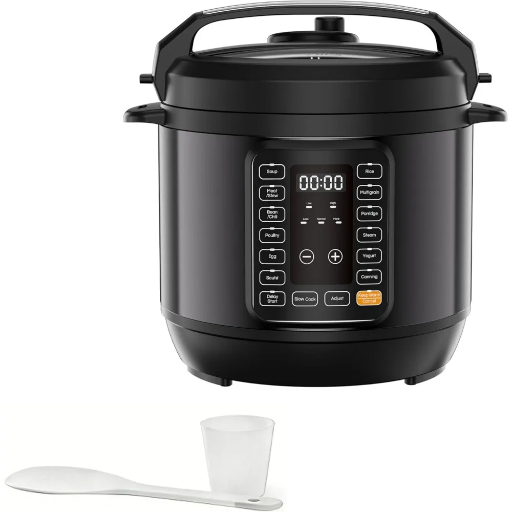 Olla a Presión Eléctrica Multifunción de 6 Cuartos y 16 Pulgadas, de Acero Inoxidable, con 12 Programas Preestablecidos, para Cocinar Lento, Cocinar al Vapor, Sartear, Hacer Conservas y Preparar Yogur