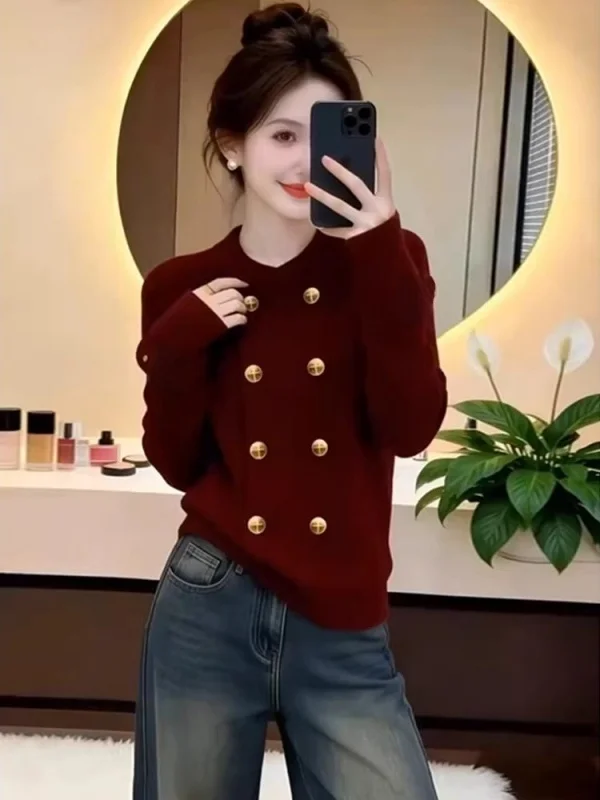 

Korean Sle Women's Knitted Sweater Loose Fit Thiened Long Sve Cardigan Warm Casual Faion Soft Fabric Winter Top