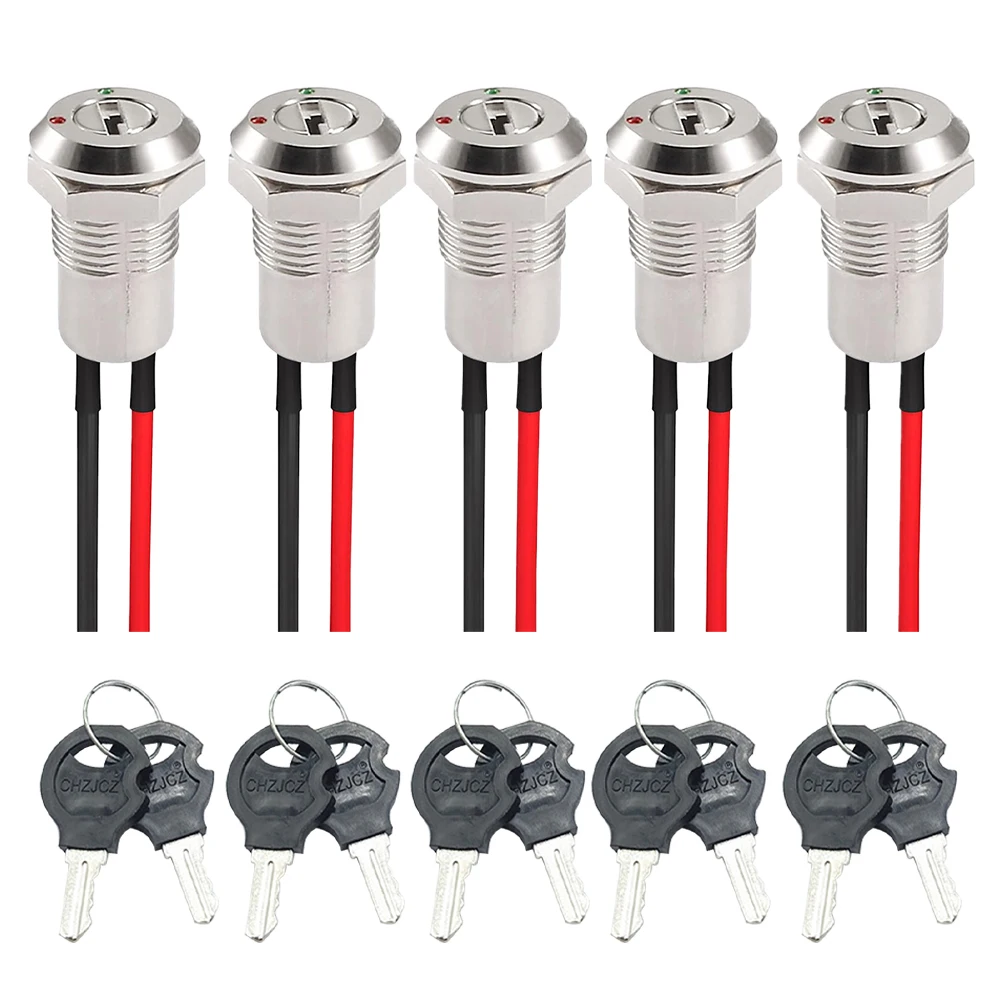 

5 Pack Key Switch Metal Key Switch Automotive Applications 0.5 Square Wire Complete Key Switch Package Flexible Operation